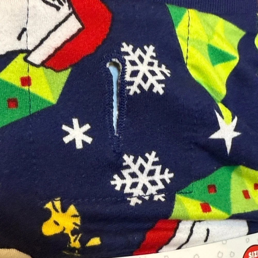 Peanuts Snoopy Blue Holiday Pet Pajamas Holiday Family Pajamas for Dogs Sz M